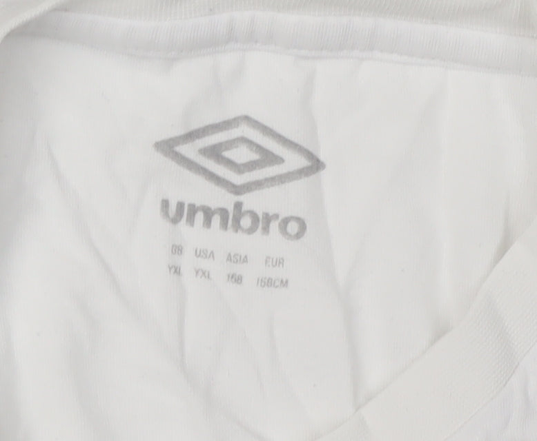 Umbro Boys White Rugby T-Shirt with Logo, YXL, Sports