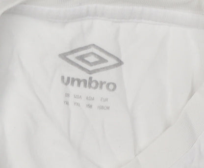 Umbro Boys White Rugby T-Shirt with Logo, YXL, Sports