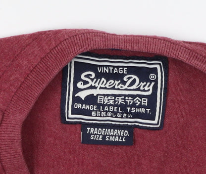 Superdry Men's Red Vintage T-Shirt, Size S, Cotton, Logo