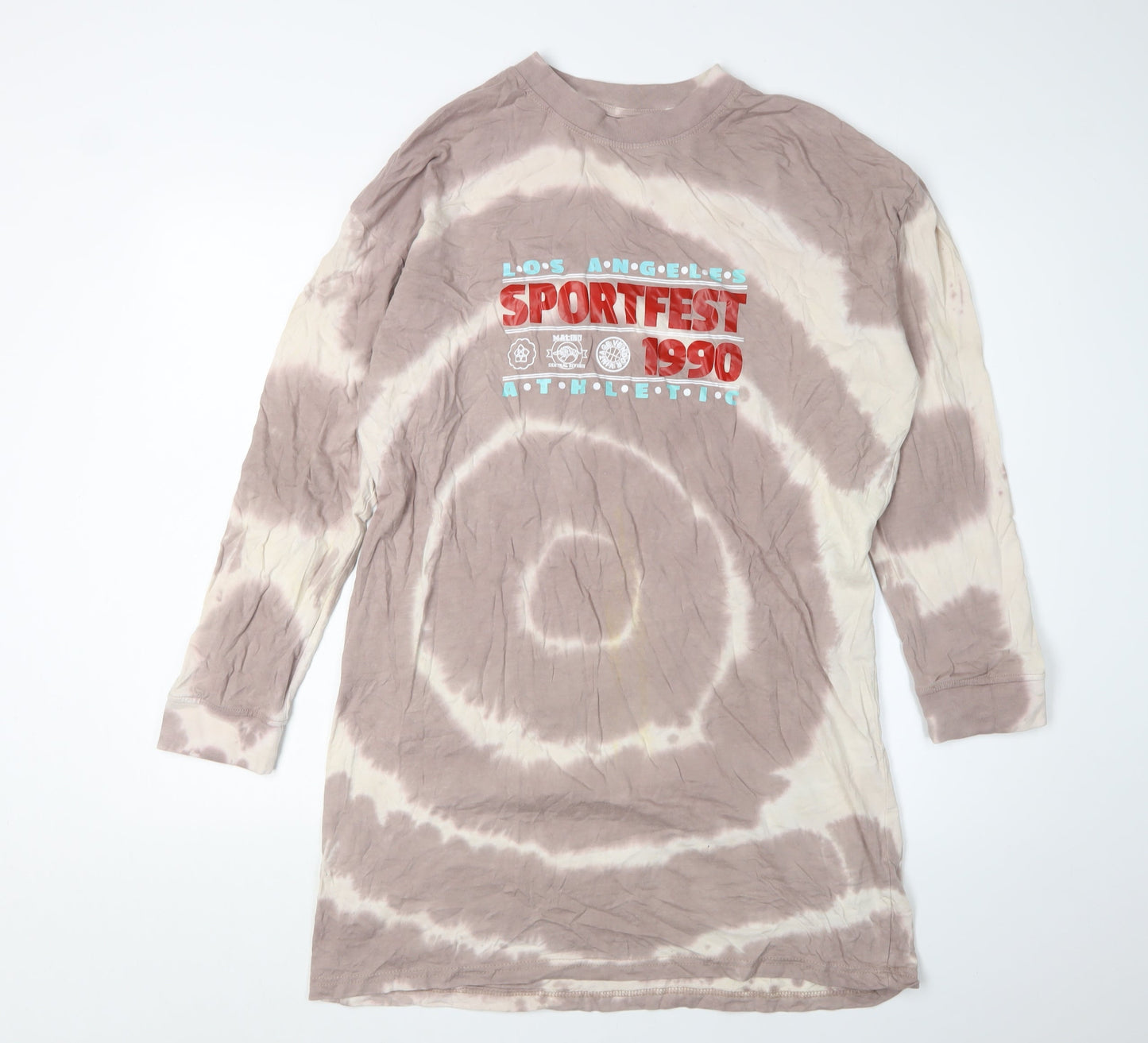 Daisy Street Women's Brown Tie Dye T-Shirt Dress 8