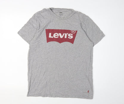 Levi's Men's Grey Cotton T-Shirt Size L Logo Design