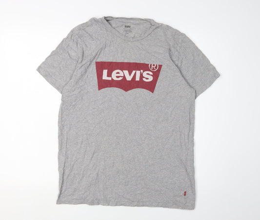 Levi's Men's Grey Cotton T-Shirt Size L Logo Design