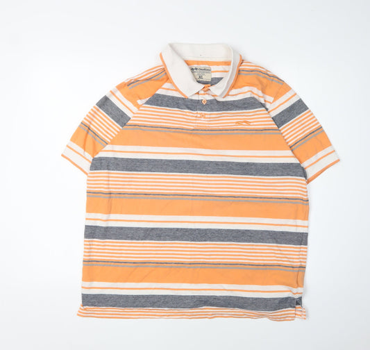 OakRidge Men's Orange Striped XL Polo Shirt