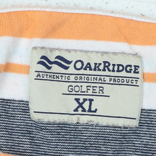 OakRidge Men's Orange Striped XL Polo Shirt