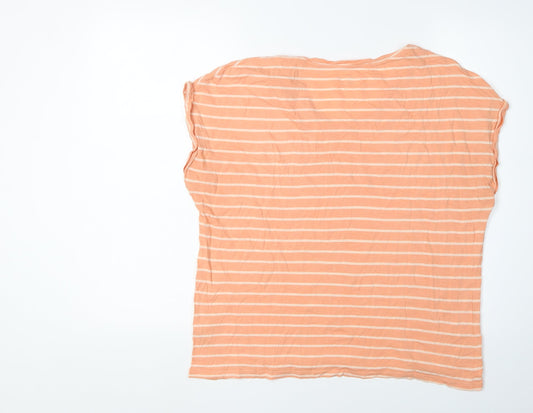 M&Co Women's Orange Striped Relaxed T-Shirt, Size M