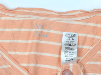 M&Co Women's Orange Striped Relaxed T-Shirt, Size M