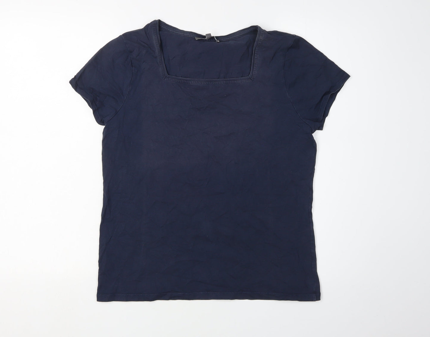 Womens UK Size 14 Laura Ashley Blue Basic T-Shirt