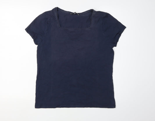 Laura Ashley Women's Blue Square Neck T-Shirt