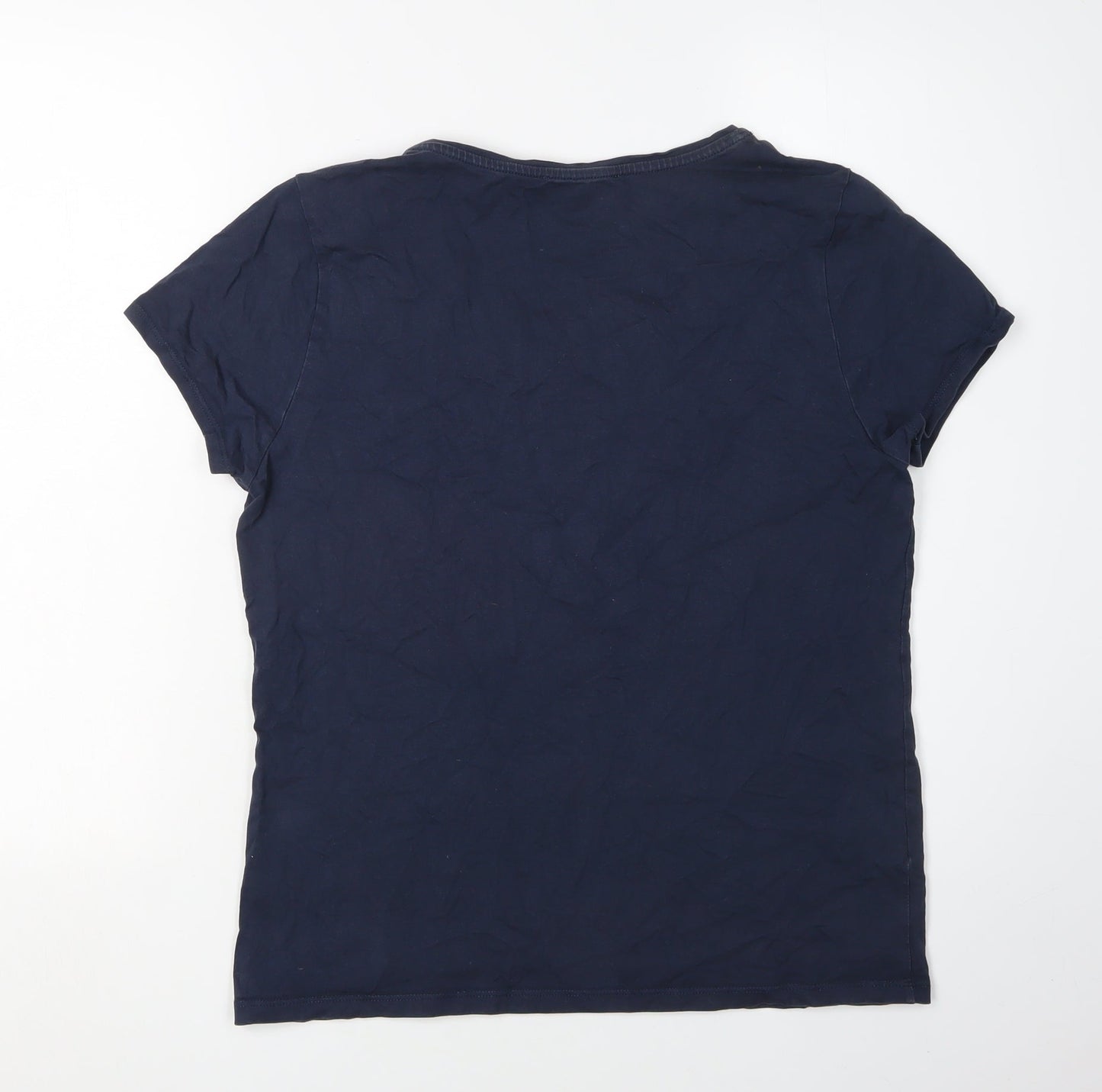 Womens UK Size 14 Laura Ashley Blue Basic T-Shirt