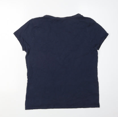 Womens UK Size 14 Laura Ashley Blue Basic T-Shirt
