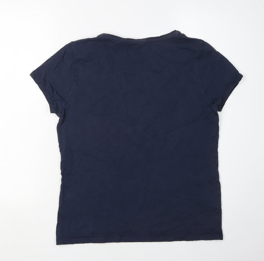 Laura Ashley Women's Blue Square Neck T-Shirt