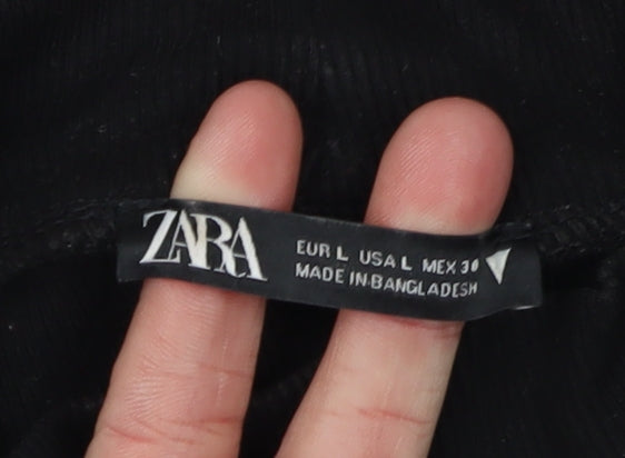 Womens UK Size L Zara Black Basic Blouse