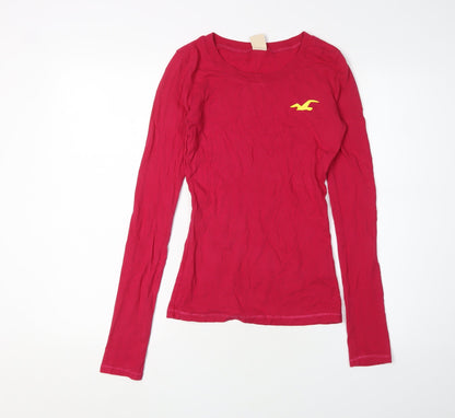 Womens UK Size XS Hollister Red Basic T-Shirt