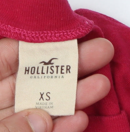 Womens UK Size XS Hollister Red Basic T-Shirt