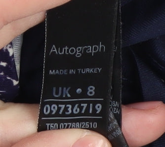 Marks and Spencer Women’s Blue Geometric V-Neck Sheath Dress