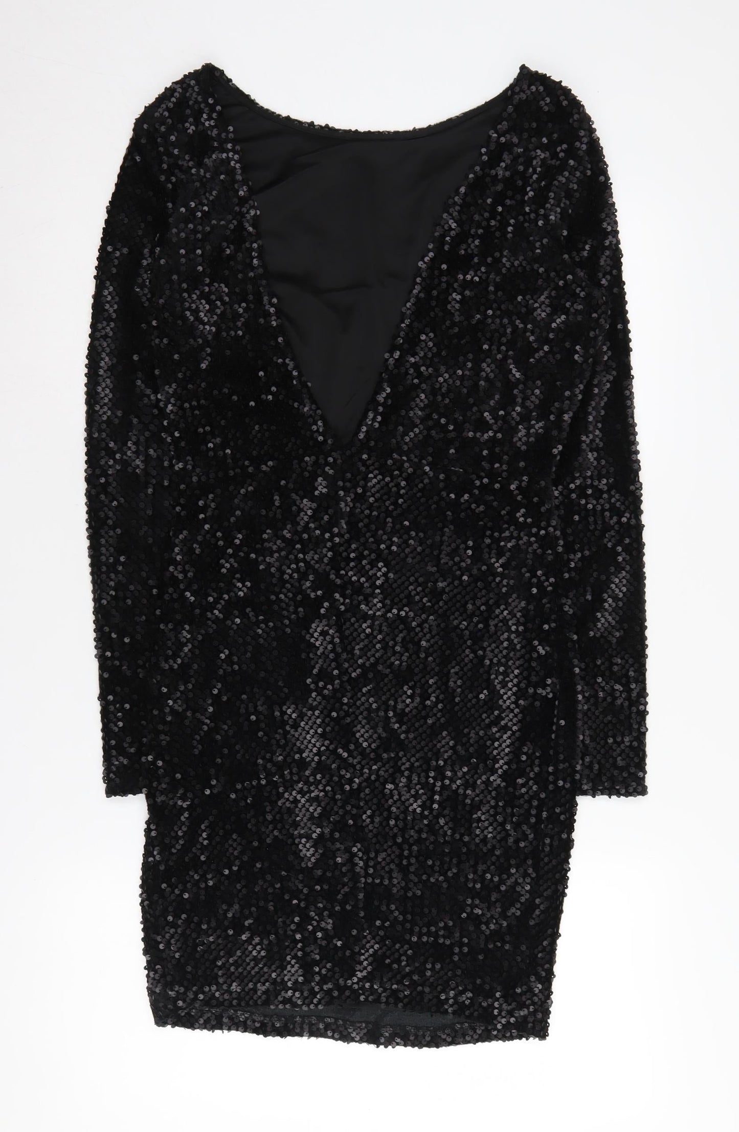 Mango Women's Black Sequin Bodycon Dress Size 12