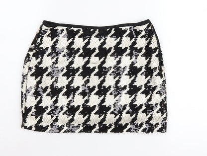 MNG Women's Sequin Houndstooth Skirt Size 8