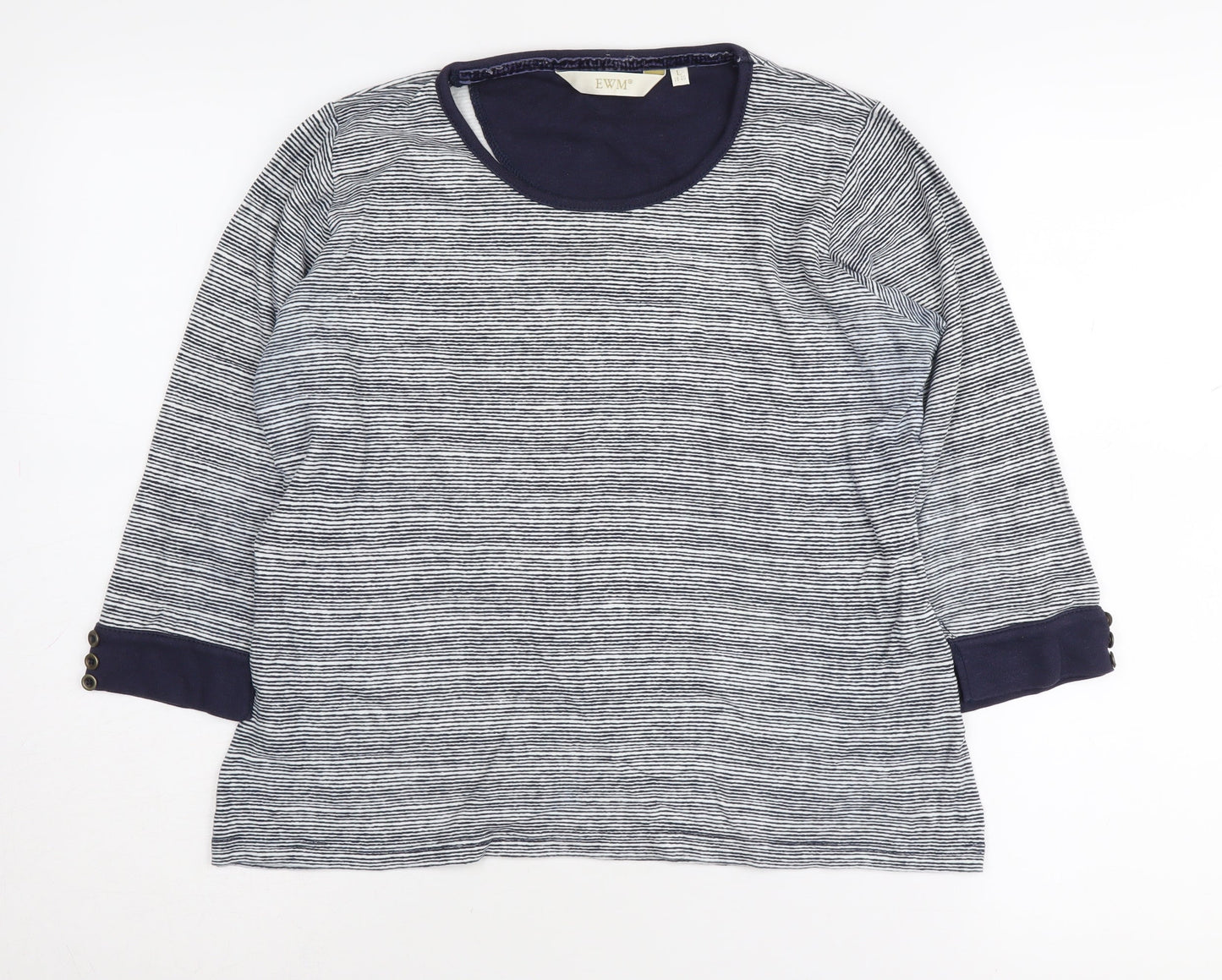 EWM Women's Blue Striped Jersey Top L