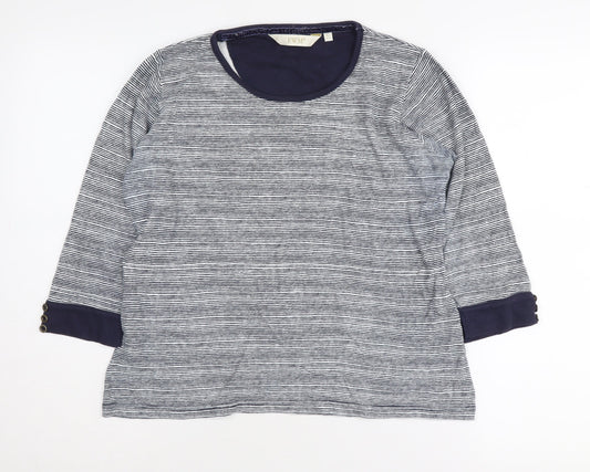 EWM Women's Blue Striped Jersey Top L