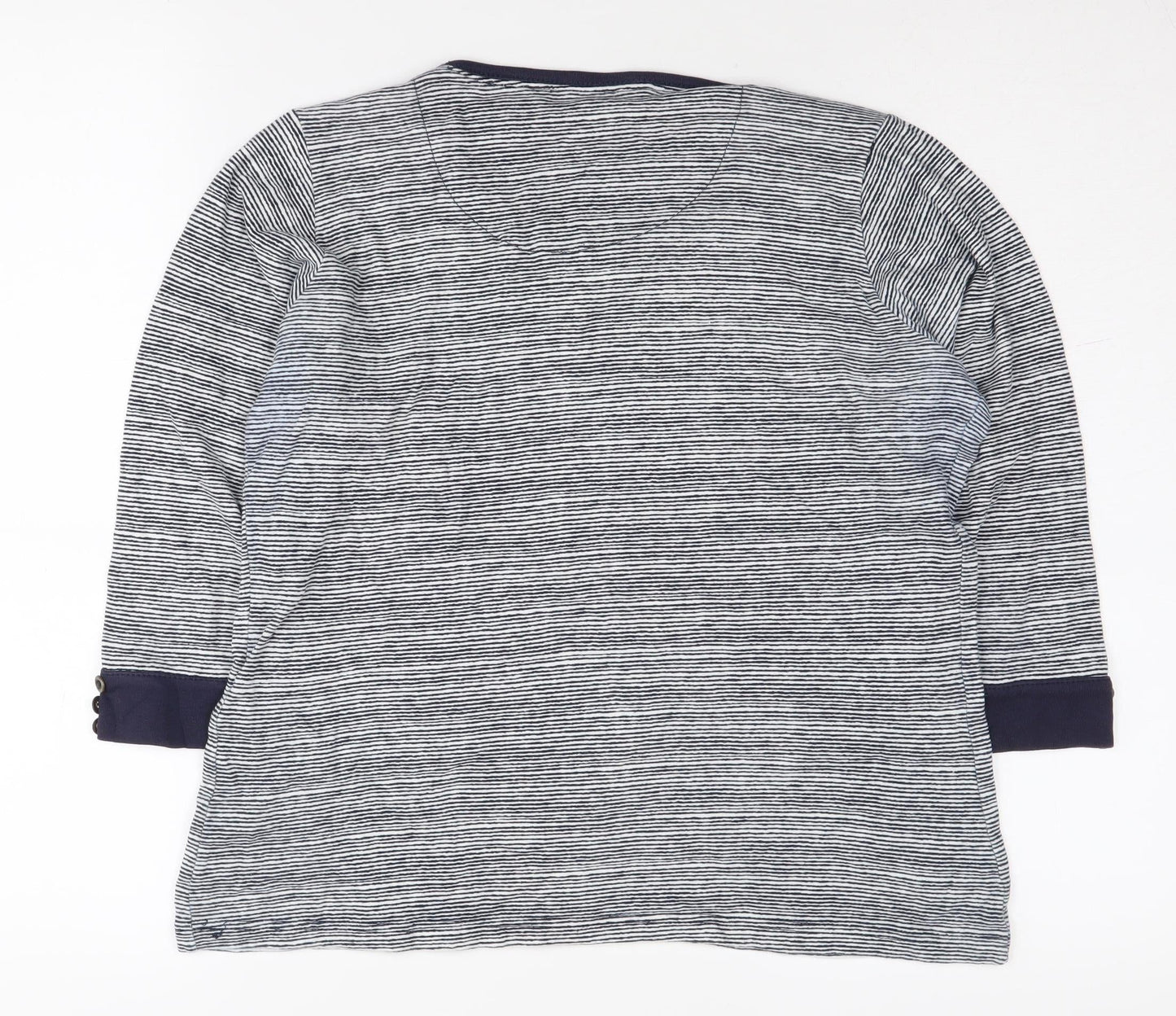 EWM Women's Blue Striped Jersey Top L