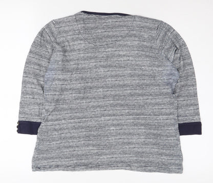 EWM Women's Blue Striped Jersey Top L