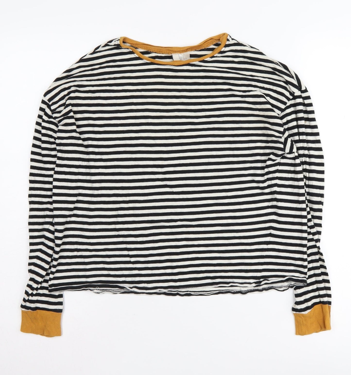 H&M Women's M Black Striped Pullover Sweatshirt