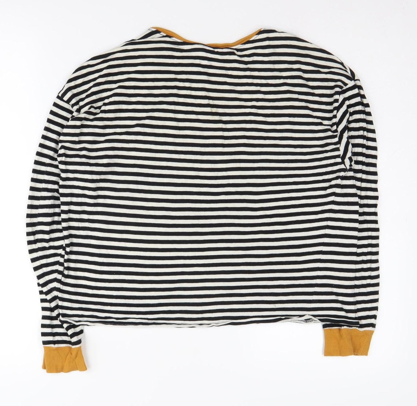 H&M Women's M Black Striped Pullover Sweatshirt