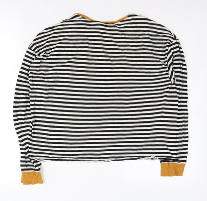 H&M Women's M Black Striped Pullover Sweatshirt