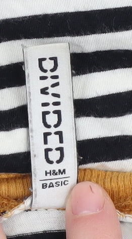 H&M Women's M Black Striped Pullover Sweatshirt