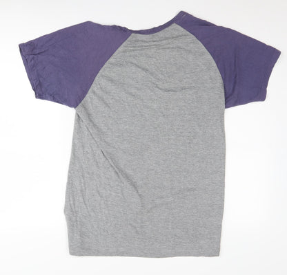 Point Men's Grey & Purple Graphic T-Shirt, Short Sleeve Size M