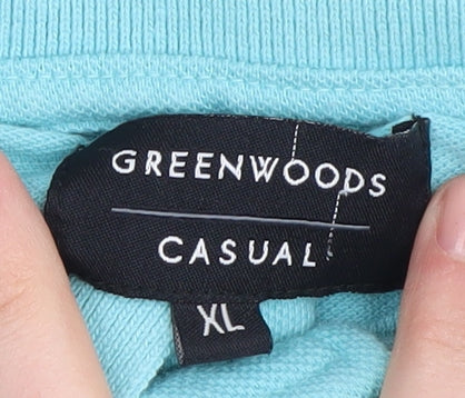 Greenwoods Men's Blue XL Cotton Polo Shirt