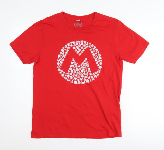 Unisex Adults UK Size S Earth Positive Red  T-Shirt