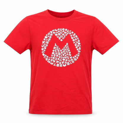 Front view of Earth Positive Nintendo Mario Red T-Shirt unisex s