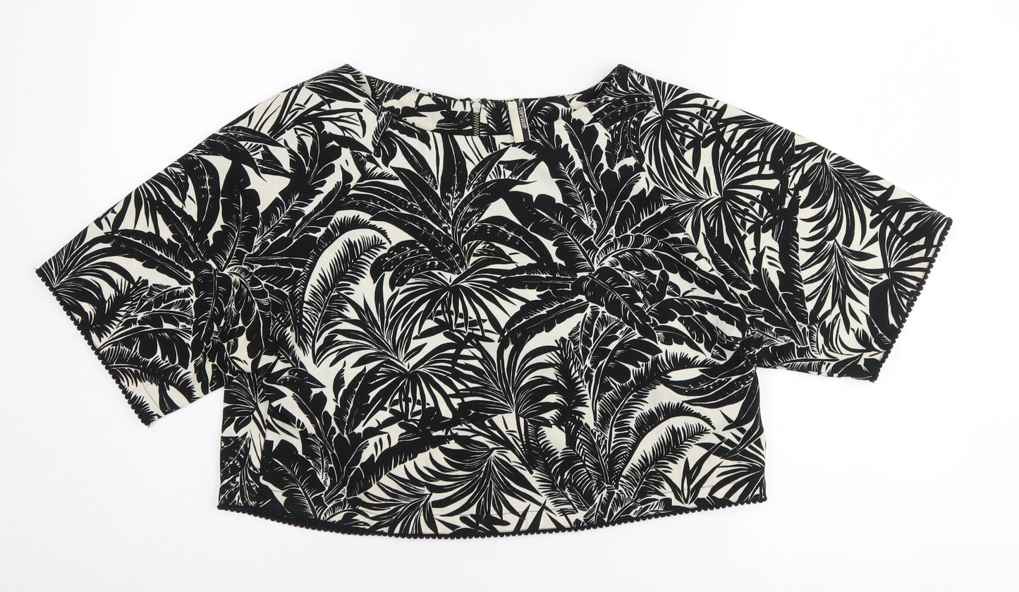 Womens UK Size 12 Topshop Black Cropped Blouse