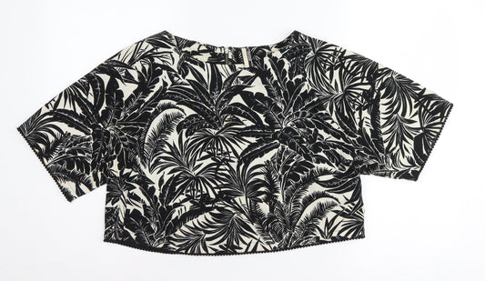 Womens UK Size 12 Topshop Black Cropped Blouse