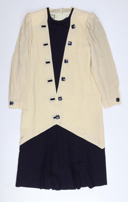 Mansfield Women's Ivory Black Shift Dress UK 14, Classic Look