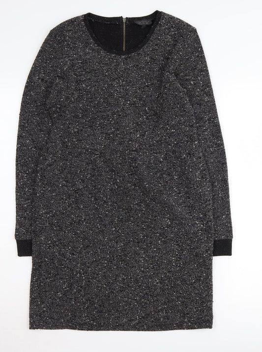 Topshop Women Black Dress UK 12 Long Sleeve Elegant