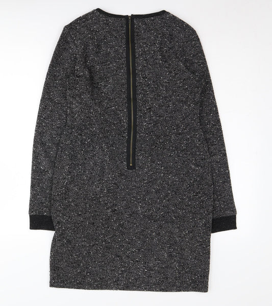 Topshop Women Black Dress UK 12 Long Sleeve Elegant