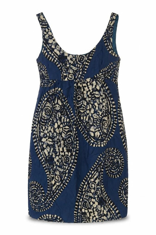 Front view of Michael Kors Women's Blue Paisley Silk Sheath Dress, size 8