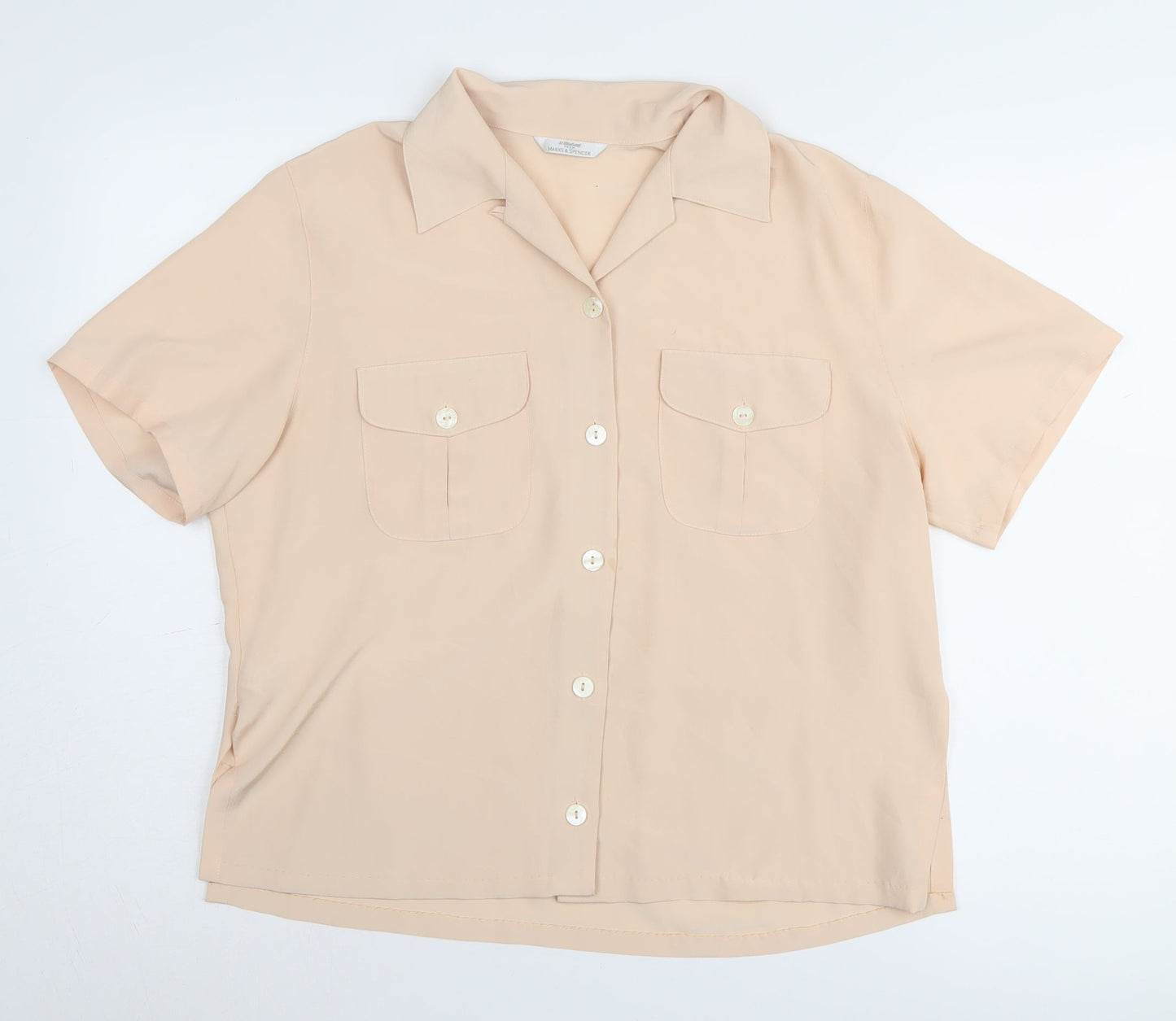 Womens UK Size 14 Marks and Spencer Beige Basic Button-Up