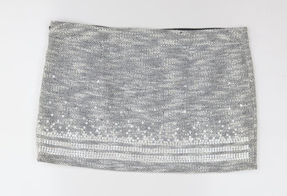 Abercrombie & Fitch Women's Silver Sequin Mini Skirt Size 10