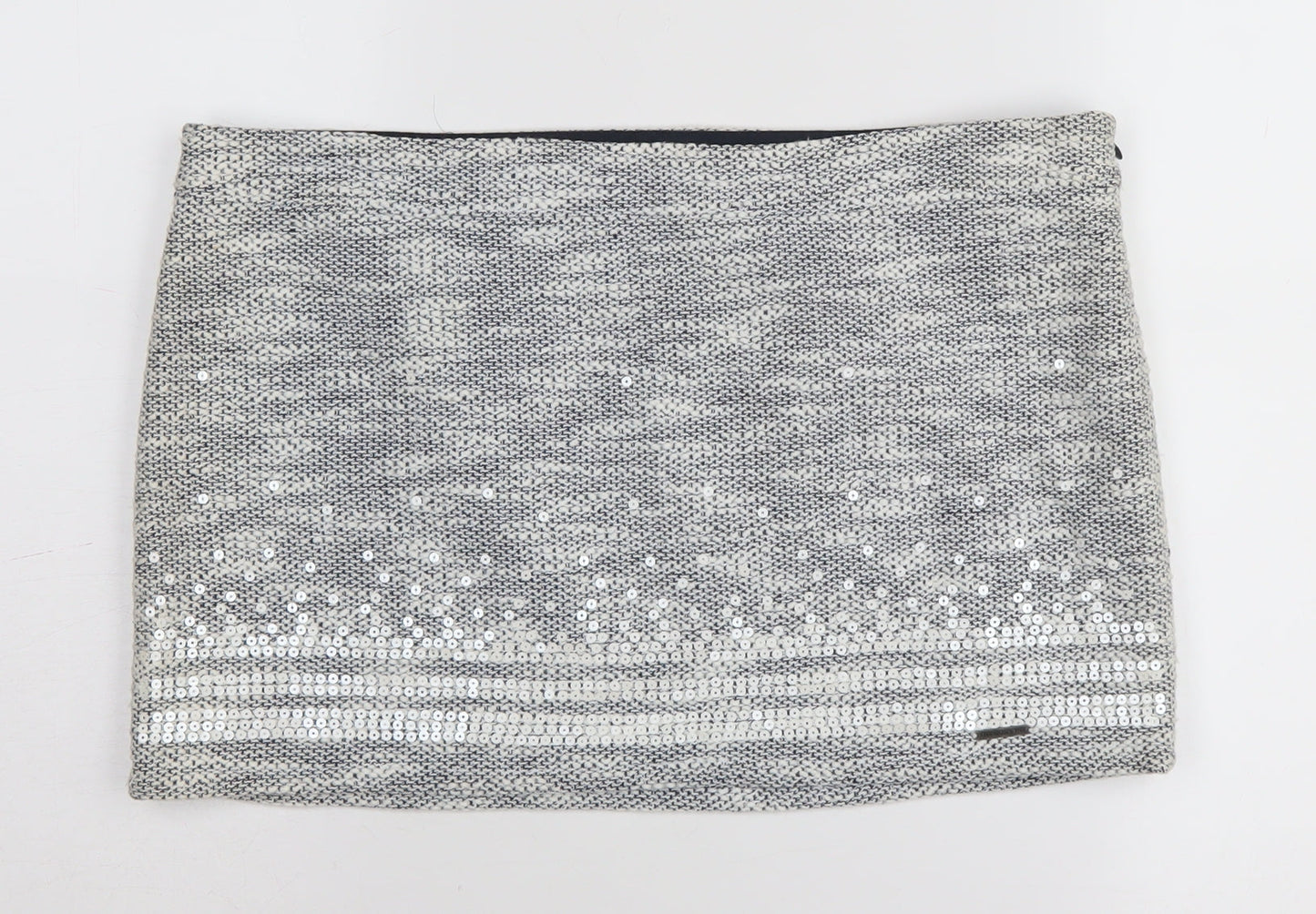 Abercrombie & Fitch Women's Silver Sequin Mini Skirt Size 10