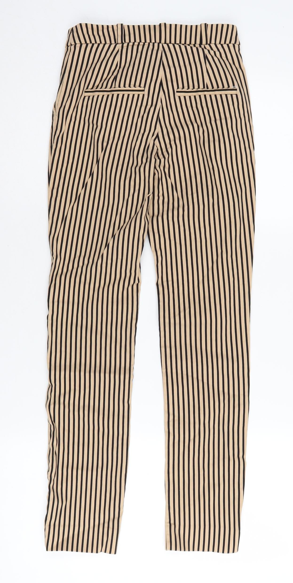 Mango Basics Women's Beige Striped Straight Trousers