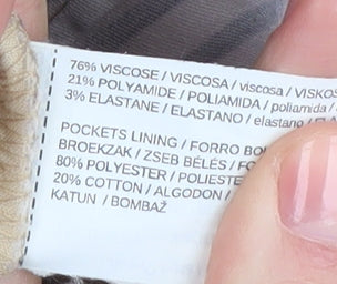 Mango Basics Women's Beige Striped Straight Trousers