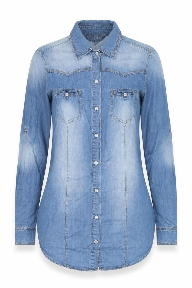 Womens UK Size 8 Dorothy Perkins Blue Basic Button-Up