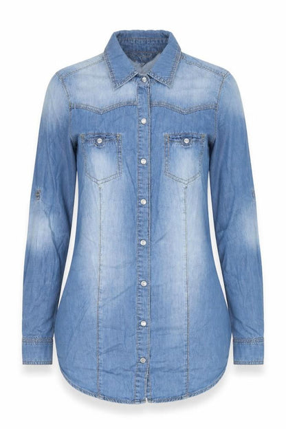 Womens UK Size 8 Dorothy Perkins Blue Basic Button-Up