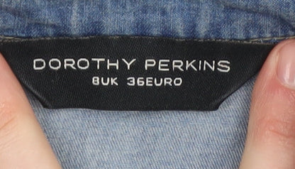 Womens UK Size 8 Dorothy Perkins Blue Basic Button-Up