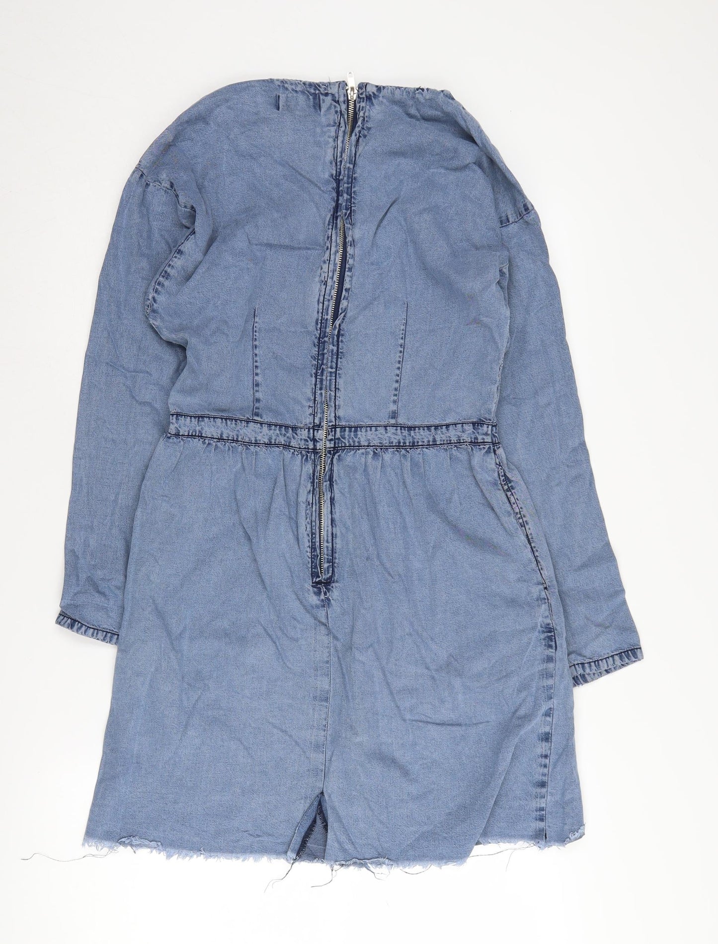 Warehouse Women's Blue Denim Shift Dress Size 12