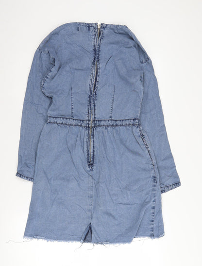 Warehouse Women's Blue Denim Shift Dress Size 12