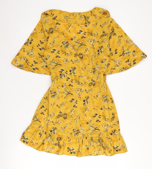 Topshop Women's Yellow Floral Petite Wrap Dress